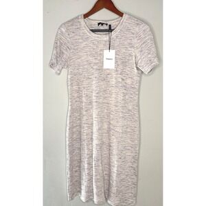 Theory Rib Knit T Shirt Dress Light Denim Melange Large NWT
